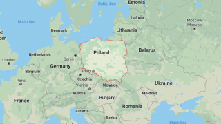 ポーランドの地図。ヨーロッパの真ん中